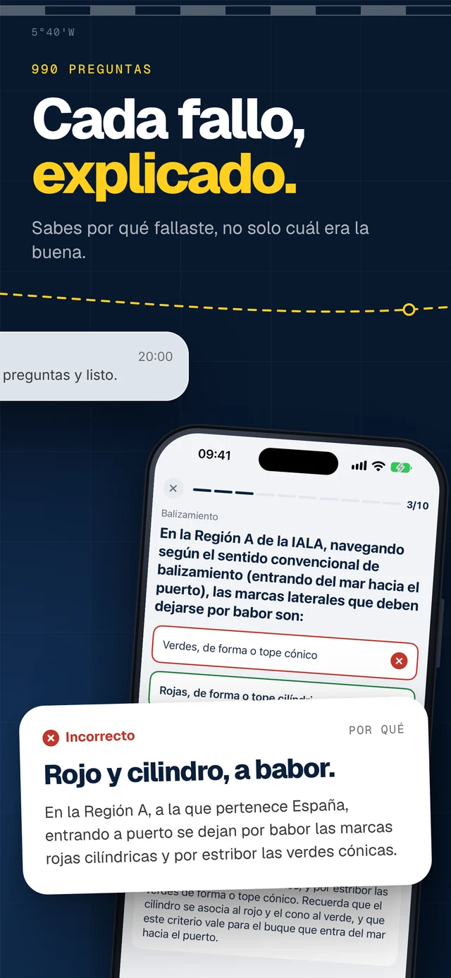 Entiende cada fallo al instante con la explicación debajo de la respuesta